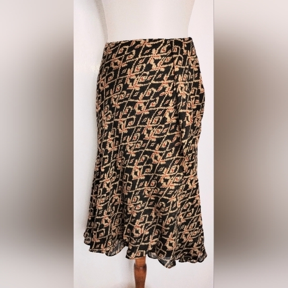 LAUREN SILK WOOL FAUX WRAP SKIRT - Picture 4 of 11
